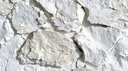 Poster - Close-up view of a white wall featuring distinctive cracks and texture for an aged appearance