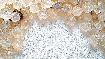 Poster - A close-up shot of a bunch of ice crystals shimmering under natural light on a cold surface