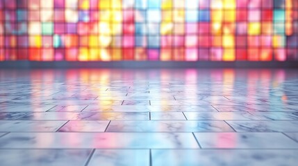 Poster - Stunning colorful glass wall displaying a kaleidoscope of colors and light in a modern architectural space