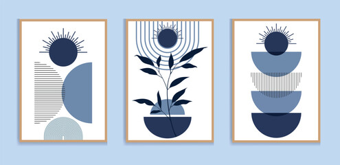 Wall Mural - abstract botanical wall art prints sun moon poster. contemporary minimalist backgrounds modern boho 