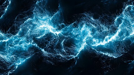 Poster - Top-down view of deep dark blue ocean waves