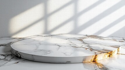 Poster - Dazzling marble table with light filtering through the stone creating stunning patterns and reflections