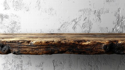 Poster - Simple wooden table against a clean white wall creating a minimalist and modern aesthetic