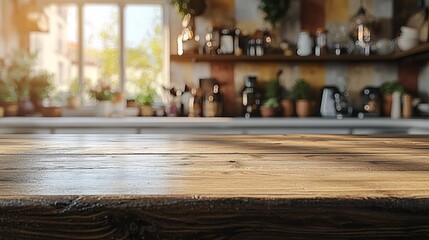 Poster - Table with a softly blurred background creating a focused and artistic presentation of the surface