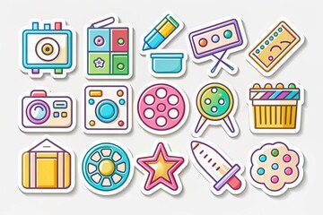 Poster - Minimalist Line Art Stickers: Art & Media Test Sheet - Editable Design