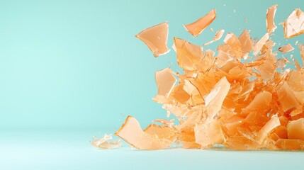 Poster - Explosive fragmentation of glass studio setting - image minimalist environment close-up view abstract concept
