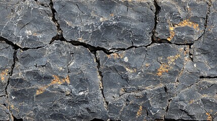 Poster - Unique yellow spot on rough rock wall surrounded by natural textures and earthy colors