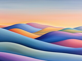 Poster - Vibrant hills undulating at dusk abstract landscape art artistic environment peaceful viewpoint