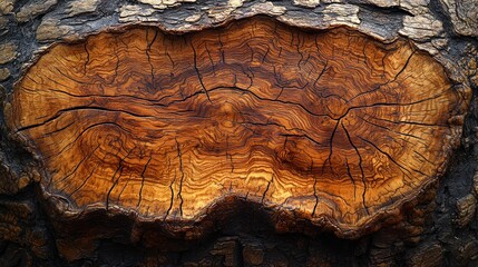 Poster - Detailed view of tree trunk with rich brown wood grain highlighting natural beauty and texture