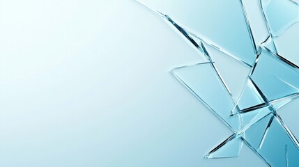 Poster - Shattered Glass Texture with Abstract Shape Over Soft Blue Background for Creative Design Projects and Visual Effects