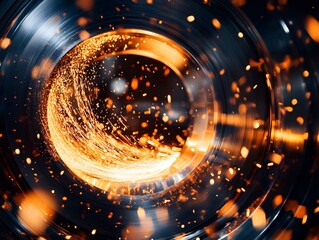 Poster - Swirling Sparks and Glowing Light in a Dark Background Design