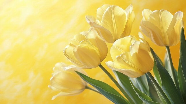 Golden tulips with a matching golden-yellow background for a radiant floral design.