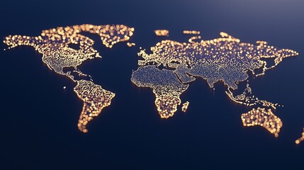 Poster - Abstract World Map Representation of Global Economy and Wealth Inequality Concepts