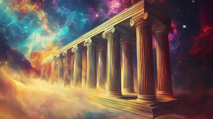 ancient temple majestic galaxy