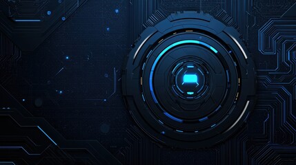 Poster - Abstract technology background with futuristic circular design and glowing elements, ideal for digital themes, tech presentations, or science projects.