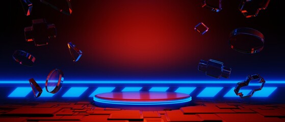 Wall Mural - 3d illustration rendering of y2k 2000s gamer technology futuristic fantasy metaverse cyberpunk sci-f