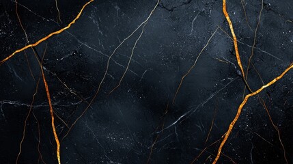 Poster - Dark Marble Background with Striking Golden Veins and Textured Surface for Elegant Design, Interior Decor, and Artistic Projects