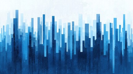 Poster - Abstract Blue and Cyan Vertical Lines Create a Dynamic Urban Landscape in a Minimalist Style for Modern Design and Creative Uses