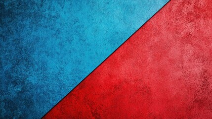 Poster - A bold red and blue split background with a diagonal transition.