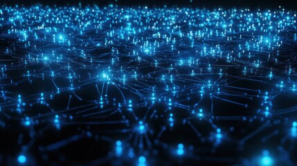 Poster - Abstract network of glowing points, interconnected by lines.  Visual representation of data flow.  Suitable for technology, science, or data visualization themes