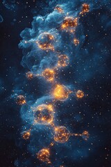 Poster - futuristic glowing molecular structures in a vibrant cosmic environment