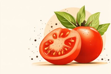 Poster - A clean minimalist icon of a sliced tomato, showing its simple circular shape and seeds