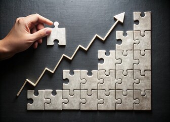 Poster - businessman drawing a graph. businessman drawing a puzzle. hand drawing a graph