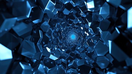 Poster - Blue crystal tunnel, futuristic background, digital art, website banner