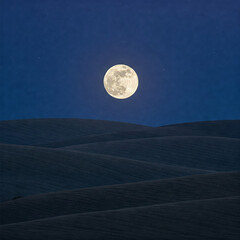 Wall Mural - full moon over the mountains. Full moon rising over hills.
