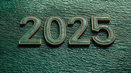 Poster - Elegant green leather background featuring the year 2055 in bold numbers with a textured finish