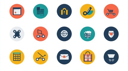Poster - A clean and modern COVID-themed icon set with symbols for workplace safety protocols and e-commerce.