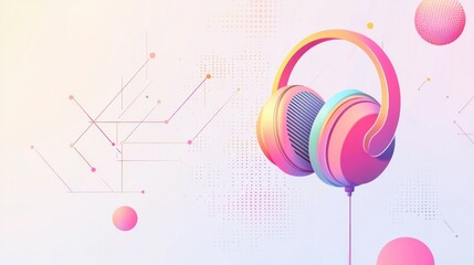 Poster - A clean and modern podcast illustration with geometric shapes and pastel tones