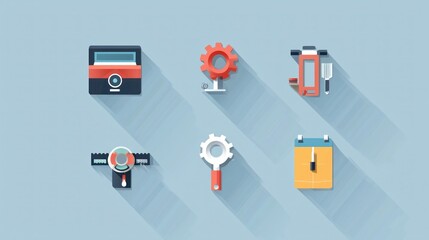 Poster - A clean flat icon set with subtle shadows, adding depth while maintaining a modern look.