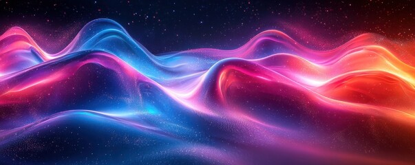 Poster - abstract waves of vibrant colors in a cosmic background