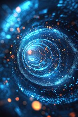 Poster - Futuristic glowing holographic circles with vibrant light effects and particles