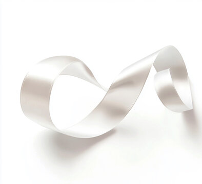 A white ribbon isolated on a white background