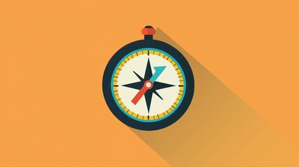 Poster - A colorful flat-design graphic of a compass with an arrow pointing north.