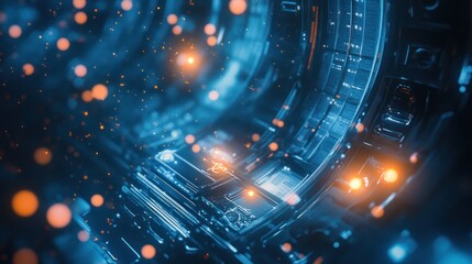 Poster - Futuristic Circuitry, glowing components, abstract design, digital art, stock photo