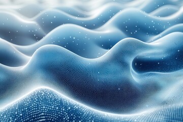 Poster - abstract blue and white wavy texture with three-dimensional digital patterns