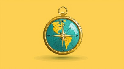 Poster - A compass illustration with a globe in the center, symbolizing global navigation.