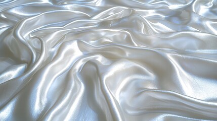 Poster - Luxurious white satin fabric spread out smoothly with a lustrous finish capturing light elegantly