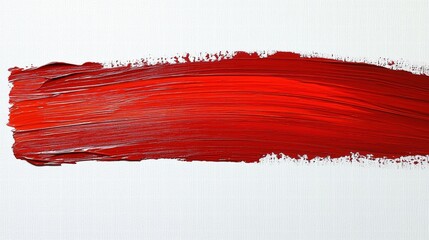 Poster - Bold red paint brush stroke marking a canvas with vibrant color and artistic expression of emotion