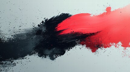 Poster - Striking red and black paint splatter on a crisp white background forming an eye-catching design
