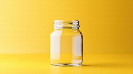 Poster - Vibrant glass jar against a bright yellow background capturing the essence of colorful simplicity
