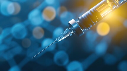 Poster - Futuristic Concept of Nanotechnology Injection with Syringe in a Scientific Background