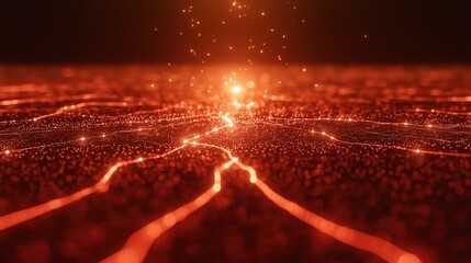 Poster - Glowing Abstract Visualization of AI-Powered Trading Algorithm Data in Energetic Patterns