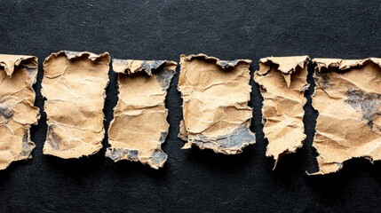 Poster - Torn paper on a black background creating a raw and artistic look with textural contrast and depth