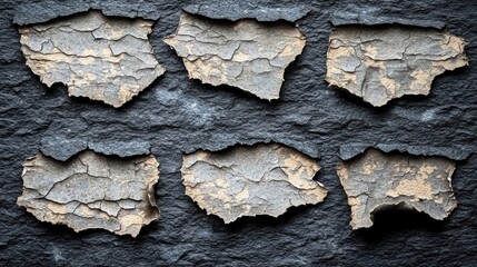 Poster - Vertical perspective of a cracked wall with prominent cracks and weathered surfaces in focus