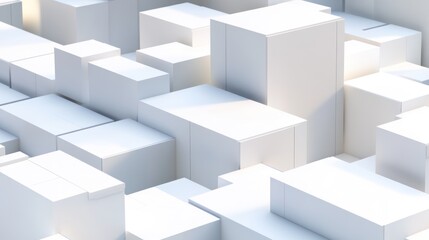 Poster - Abstract cityscape of white cubes.  Possible use Design inspiration