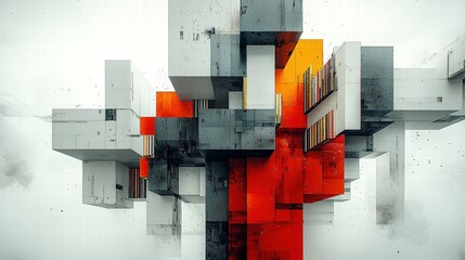 Poster - Unique cross design made of squares in various colors symbolizing harmony and artistic expression
